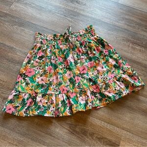 Copper Key lightweight tropical floral ruffle skirt girls size L